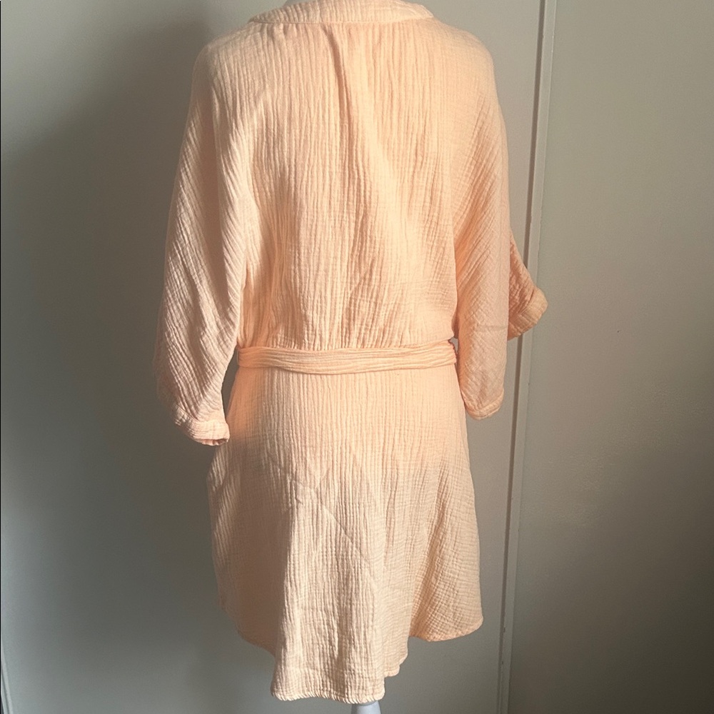 Free People Oversized Peach Kimono Surplice Cotton Dress Coverup Tunic - Picture 6 of 11